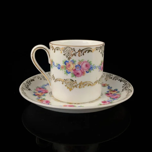 Porcelain Antique Cup Saucer Vintage Hand Painted Ceramic Tea Set — Stock Photo, Image