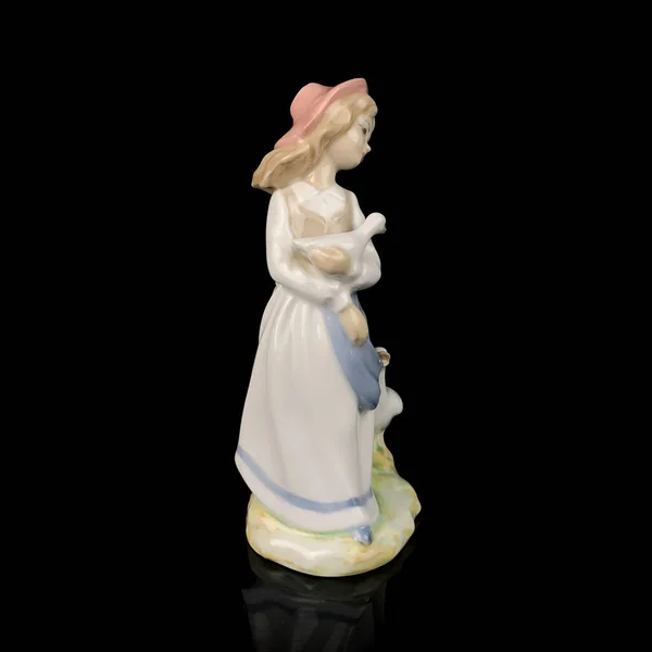 Parcel Statuette Young Girl Porcelain Antique Girl Figurine — Stockfoto