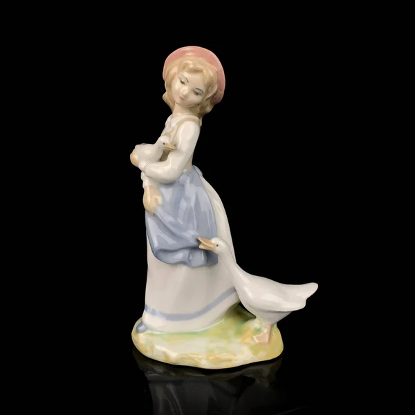 Parcel Statuette Young Girl Porcelain Antique Girl Figurine — ストック写真