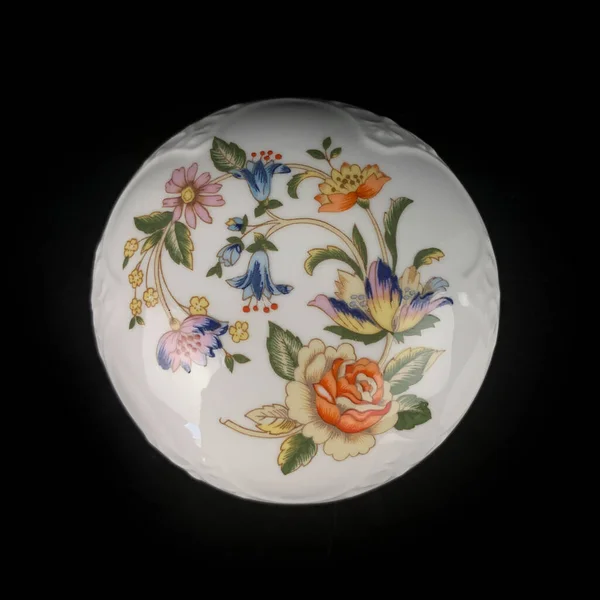 Keramik Antike Schmuckschatulle Mit Floralen Mustern Antike Schmuckschatulle Aus Porzellan — Stockfoto