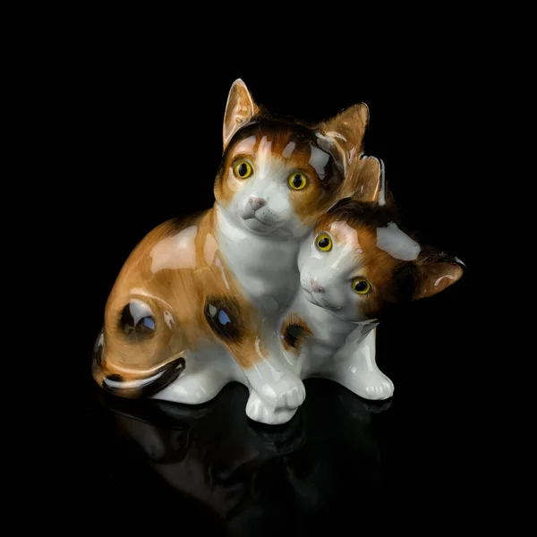 Antique Porcelain Figurine Shape Ginger Cats Vintage Figurine Ginger Cat — Zdjęcie stockowe