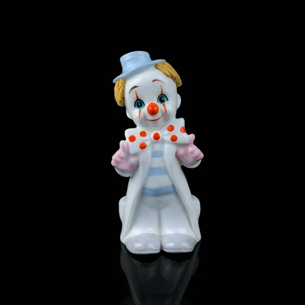 Estatuilla Porcelana Antigua Payaso Figurita Vintage Arlequín — Foto de Stock