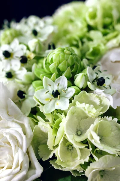 Bouquet di rose bianche con Ranuncolo, viburno ed eucalipto — Foto Stock