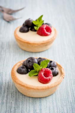 Ahududu ve yaban mersini ile lezzetli tartlets