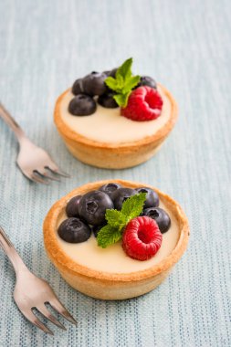 Ahududu ve yaban mersini ile lezzetli tartlets