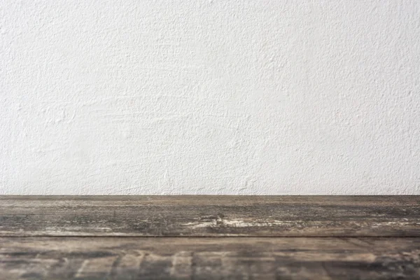 Suelo de madera rústico y pared blanca —  Fotos de Stock