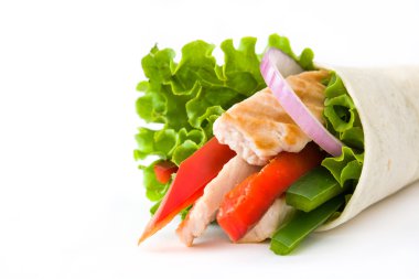 Beyaz arka plan üzerinde izole Meksika tavuk fajita