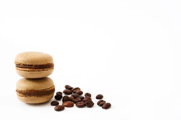 Coffee macaroons isolated on white background — Stock Photo, Image