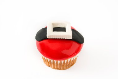 Beyaz arka plan üzerinde izole Noel kemer cupcake