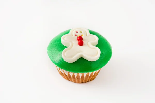 Natale zenzero uomo cupcake isolato su sfondo bianco — Foto Stock