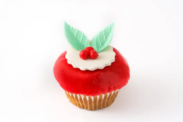 Cupcake de Natal isolado no fundo branco — Fotografia de Stock