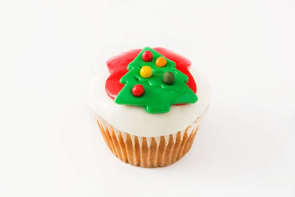 Cupcake di Natale isolato su sfondo bianco — Foto Stock