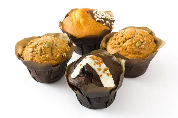 不同品种的 muffin 孤立在白色背景上 — 图库照片
