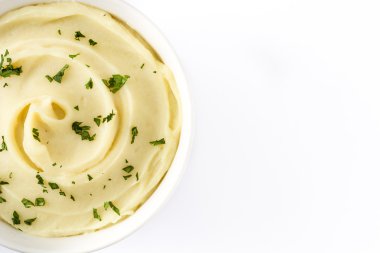 Beyaz arka plan üzerinde izole patates püresi