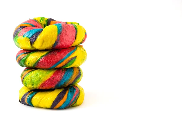 Colorful bagels isolated on white background — Stock Photo, Image