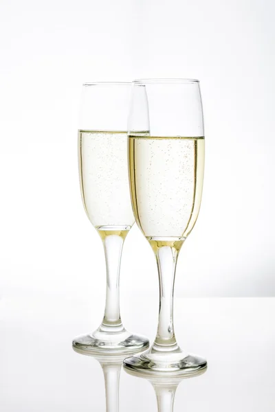 Champagne glass cups on white background Stock Photo