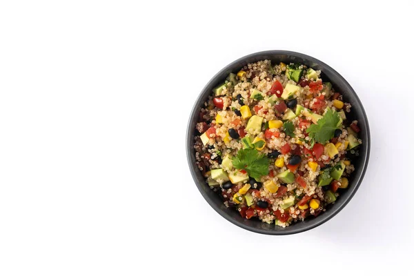 Mexikansk Sallad Med Quinoa Skål Isolerad Vit Bakgrund Högst Upp — Stockfoto