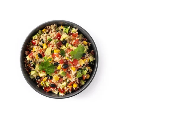 Mexikansk Sallad Med Quinoa Skål Isolerad Vit Bakgrund Högst Upp — Stockfoto