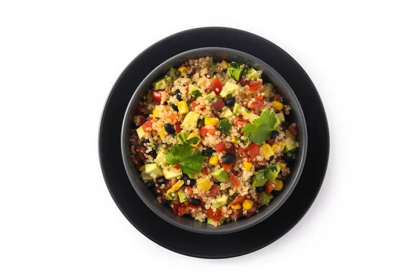 Salată Mexicană Quinoa Castron Izolat Fundal Alb Vedere Sus — Fotografie, imagine de stoc