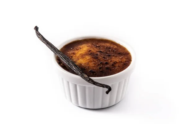 Házi Creme Brulee Elszigetelt Fehér Háttér — Stock Fotó