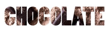 Çikolata kelimesi, içinde çikolata resmi olan kompozit.