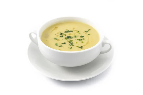 Fresh Green Asparagus Soup Bowl Isolated White Background — Stock Photo, Image