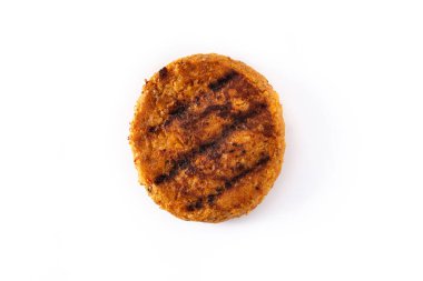 Beyaz arka planda izole edilmiş lezzetli sağlıklı nohut burgeri.