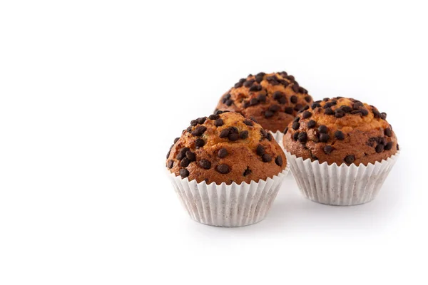 Net Gebakken Chocolade Muffin Geïsoleerd Witte Achtergrond — Stockfoto