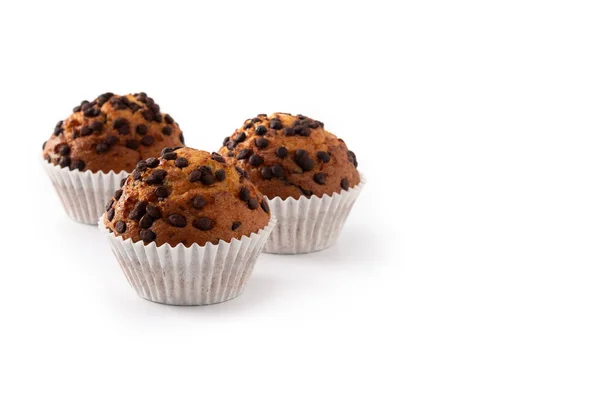 Net Gebakken Chocolade Muffin Geïsoleerd Witte Achtergrond — Stockfoto