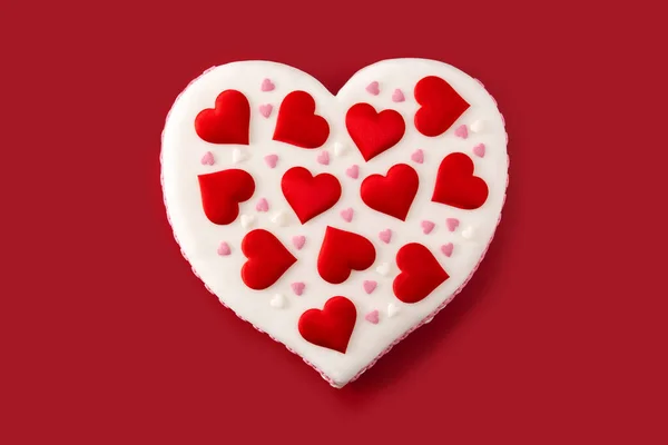 Srdce Dort Svatého Valentýna Den Matek Nebo Narozeniny Zdobené Cukrem — Stock fotografie