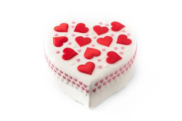 Heart Cake Valentine Day Mother Day Birthday Decorated Sugar Hearts — Stock Photo, Image