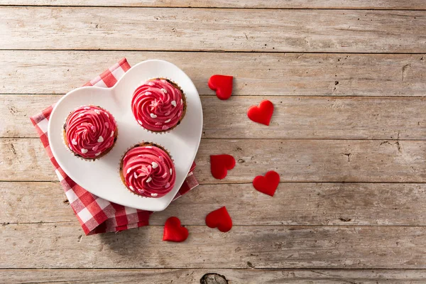 Cupcakes Decorated Sugar Hearts Valentine Day — Stock Photo, Image