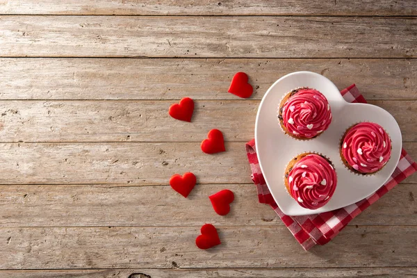 Cupcakes Decorated Sugar Hearts Valentine Day — Stock Photo, Image