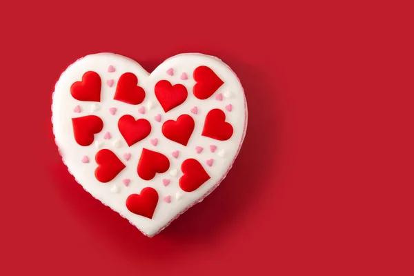 Srdce Dort Svatého Valentýna Den Matek Nebo Narozeniny Zdobené Cukrem — Stock fotografie