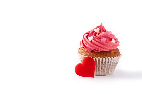 Pastel Decorado Con Corazones Azúcar Para Día San Valentín Aislado — Foto de Stock
