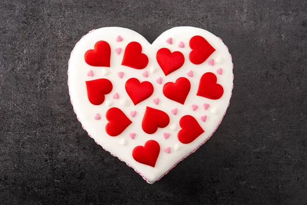 Heart Cake Valentine Day Mother Day Birthday Decorated Sugar Hearts — стоковое фото