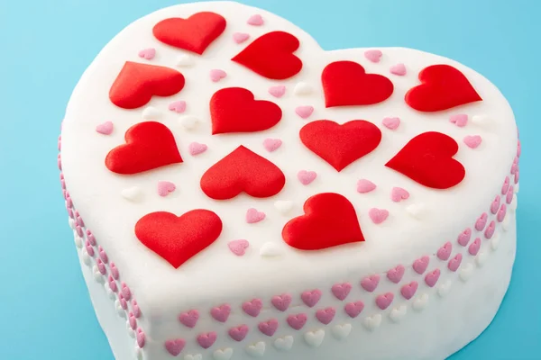 Heart Cake Valentine Day Mother Day Birthday Decorated Sugar Hearts — Stock Photo, Image