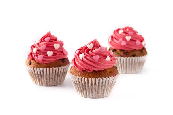 Pasteles Decorados Con Corazones Azúcar Para Día San Valentín Aislados — Foto de Stock