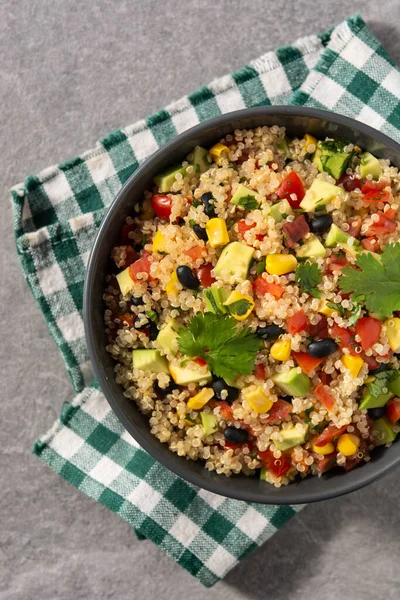 Mexican Salad Quinoa Bowl Gray Stone Background Top View — Stock Photo, Image