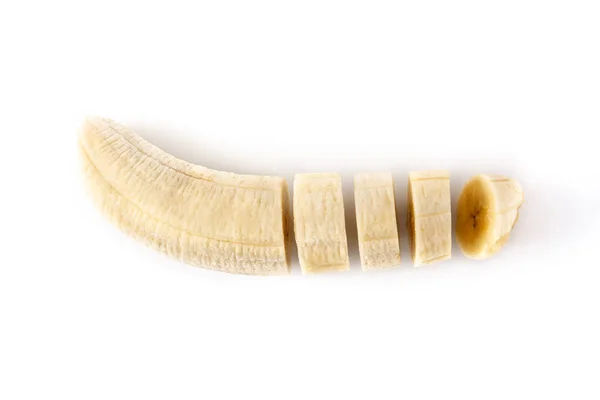 Banana Slices Isolated White Background Top View — Stock Photo, Image