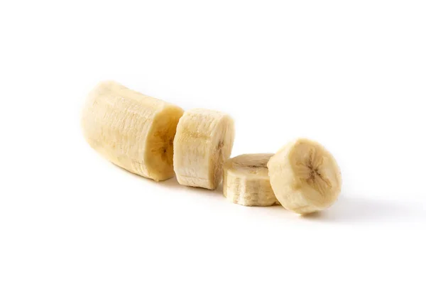 Fette Banana Isolate Sfondo Bianco — Foto Stock