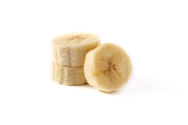 Fette Banana Isolate Sfondo Bianco — Foto Stock
