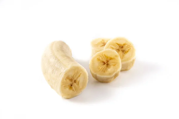 Fette Banana Isolate Sfondo Bianco — Foto Stock