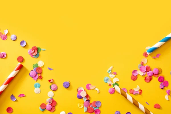 Colorful Confetti Yellow Background — Stock Photo, Image