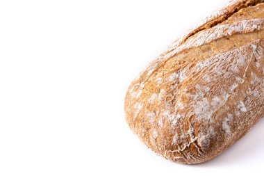 Beyaz arka planda izole edilmiş taze pişmiş ekmek. Boşluğu kopyala