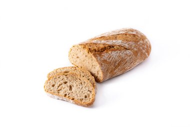 Beyaz arkaplanda izole edilmiş taze ekmek