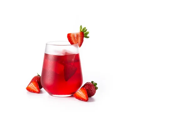 Aardbeiencocktail Glas Geïsoleerd Witte Achtergrond Kopieerruimte — Stockfoto