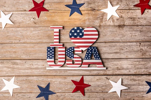 Kocham Usa Gwiazdy Ornament Dekoracja Stanów Zjednoczonych Świętowania — Zdjęcie stockowe