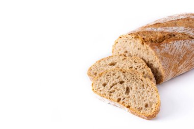 Beyaz arkaplanda izole edilmiş taze ekmek