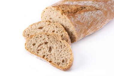 Beyaz arkaplanda izole edilmiş taze ekmek